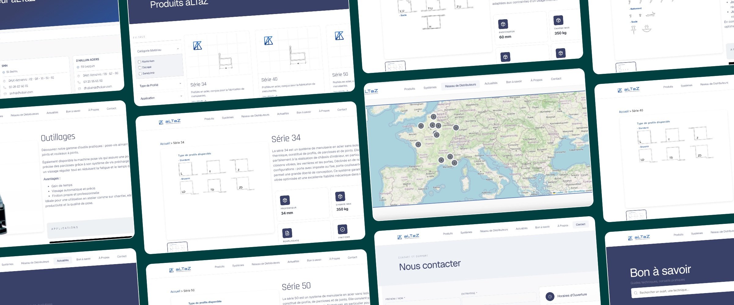 Aperçu de plusieurs pages du site ALTAZ