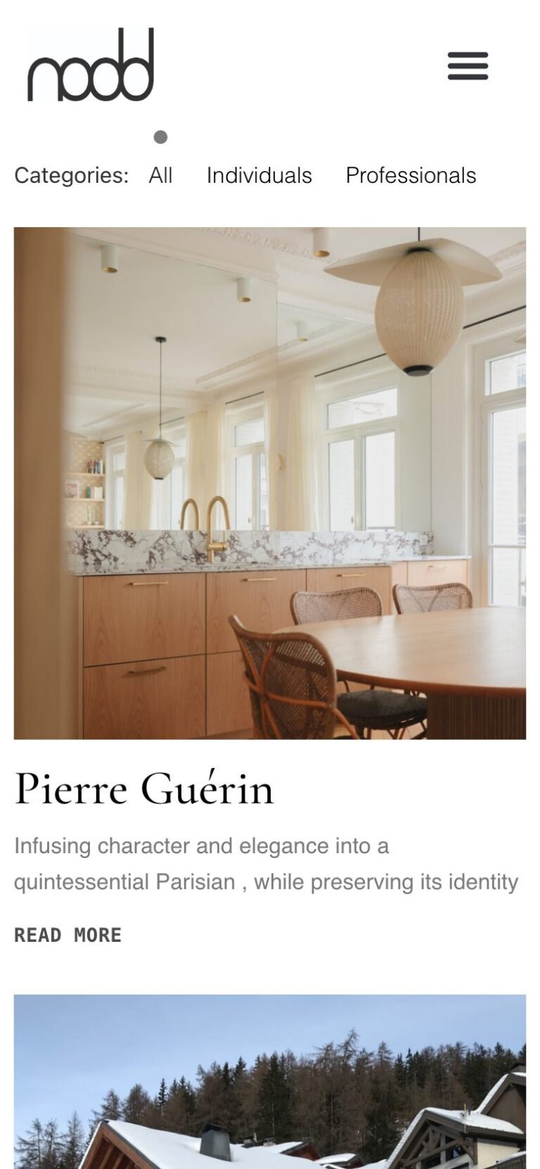 Page d'accueil de nodd sur mobile