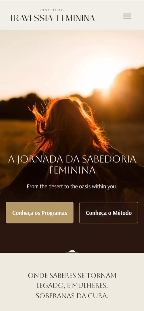 Page d'accueil de Instituto Travessia Feminina sur mobile