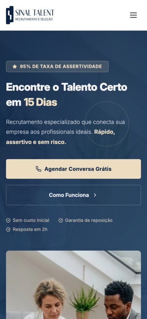 Page d'accueil de Sinal Talent sur mobile
