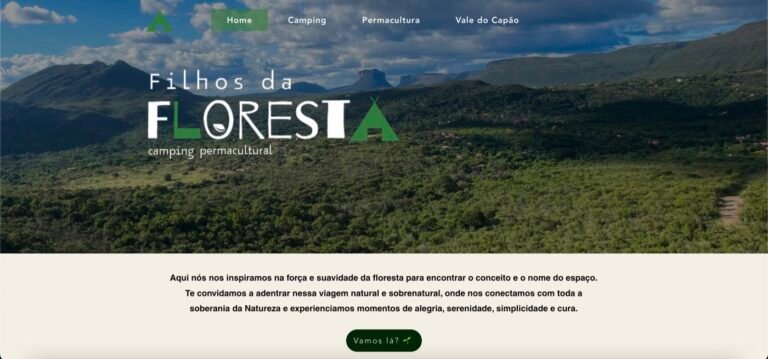 Capture du site Camping Filhos da Floresta, identité visuelle réalisée par Walison Dev